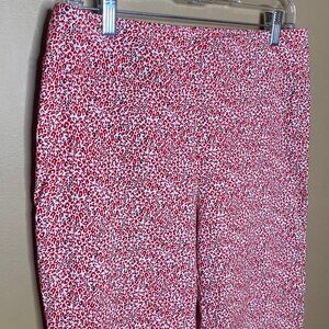 Red & White Animal Print Spring Capri Pants